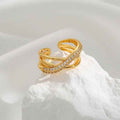 Gold Plated Anti Tarnish Stainless Steel Cross Shaped Adjustable Finger Ring