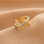 Gold Plated Anti Tarnish Stainless Steel Cross Shaped Adjustable Finger Ring