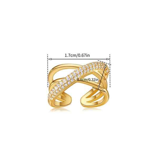Gold Plated Anti Tarnish Stainless Steel Cross Shaped Adjustable Finger Ring