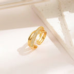 Gold Plated Anti Tarnish Stainless Steel Cross Shaped Adjustable Finger Ring