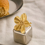 Gold Plated Anti Tarnish Stainless Steel Floral Themed Adjustable Ring