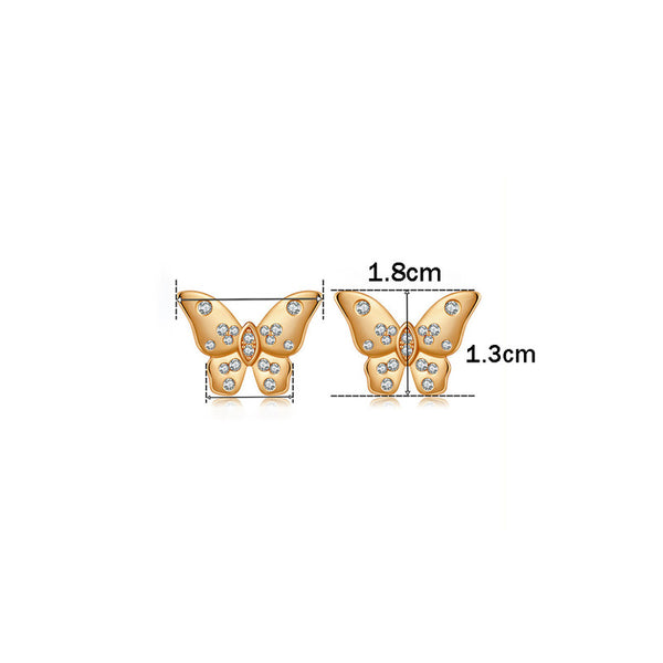Gold-Plated Butterfly Themed AD Studded Stud Earrings