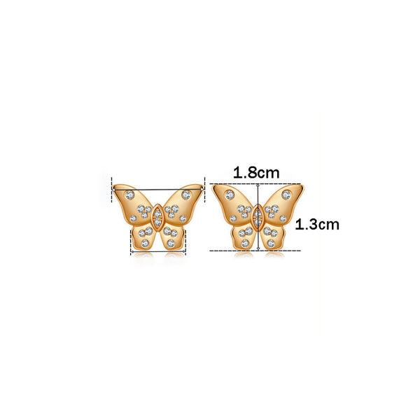 Gold-Plated Butterfly Themed AD Studded Stud Earrings - Shangri