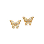 Gold-Plated Butterfly Themed AD Studded Stud Earrings