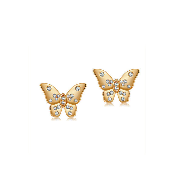 Gold-Plated Butterfly Themed AD Studded Stud Earrings
