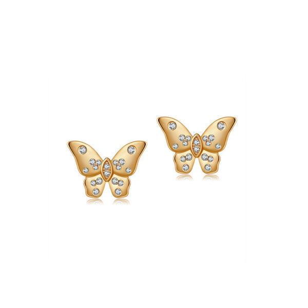 Gold-Plated Butterfly Themed AD Studded Stud Earrings - Shangri