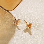 Gold-Plated Butterfly Themed AD Studded Stud Earrings
