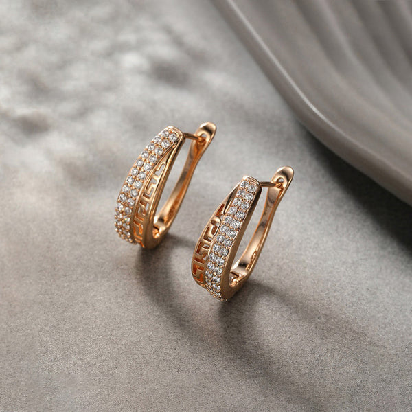 Gold Plated Contemporary AD Studded Half Hoop Earrings