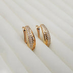 Gold Plated Contemporary AD Studded Half Hoop Earrings