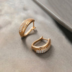 Gold Plated Contemporary AD Studded Half Hoop Earrings