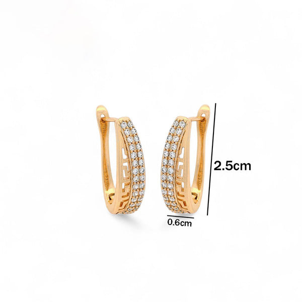 Gold Plated Contemporary AD Studded Half Hoop Earrings