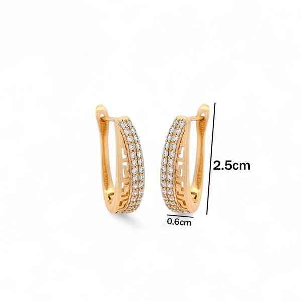 Gold Plated Contemporary AD Studded Half Hoop Earrings