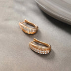 Gold Plated Contemporary AD Studded Half Hoop Earrings