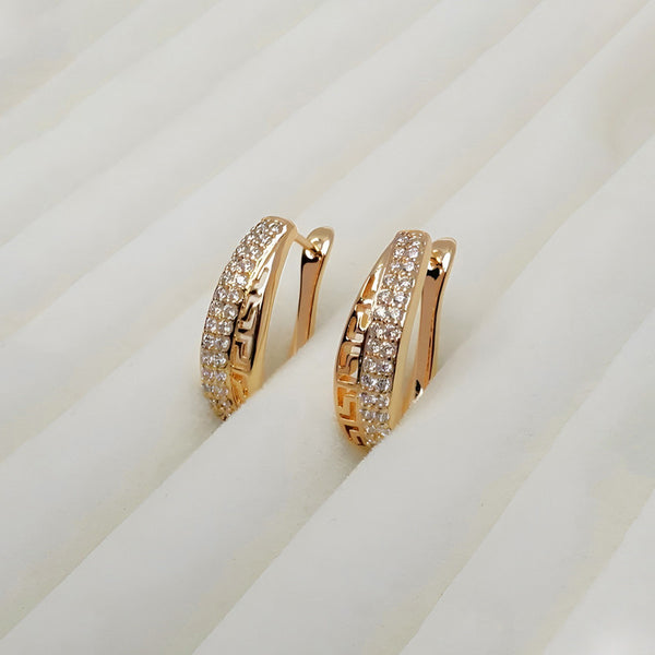 Gold Plated Contemporary AD Studded Half Hoop Earrings