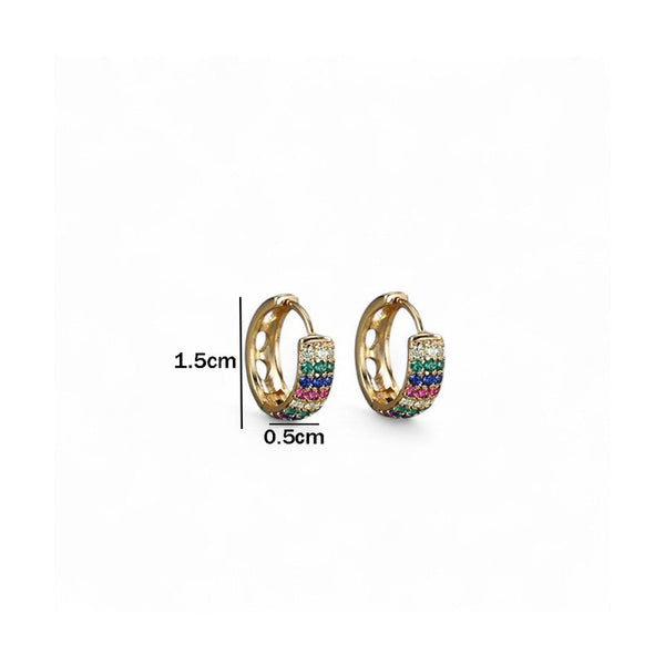 Gold-Plated Multicolour AD Studded Hoop Earrings