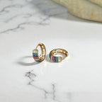 Gold-Plated Multicolour AD Studded Hoop Earrings