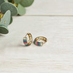 Gold-Plated Multicolour AD Studded Hoop Earrings
