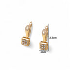 Gold-Plated Contemporary Square AD Studded Hoop Earrings