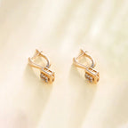 Gold-Plated Contemporary Square AD Studded Hoop Earrings