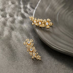 Gold-Plated Contemporary AD Studded Floral Drop Earrings