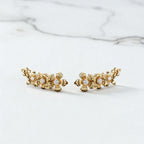 Gold-Plated Contemporary AD Studded Floral Drop Earrings