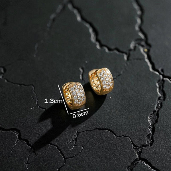 Gold-Plated Gold Toned AD Studded Contemporary Hoop Earrings