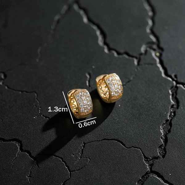 Gold-Plated Gold Toned AD Studded Contemporary Hoop Earrings