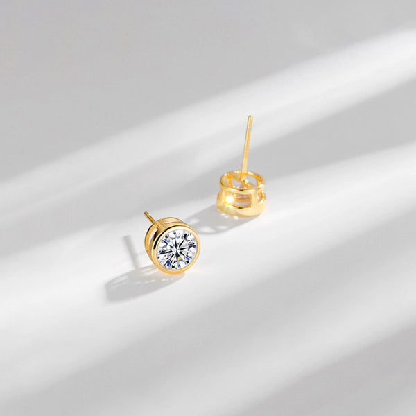 Shangri Premium American Diamond Stud Earrings – Minimal Gold Plated Everyday Elegance