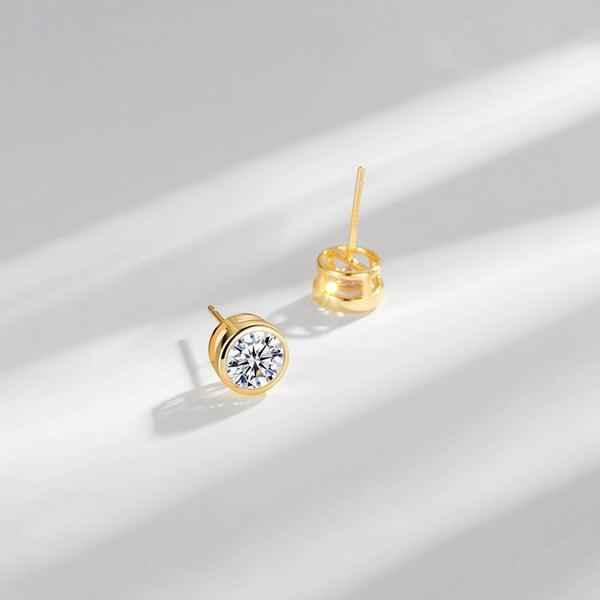 Shangri Premium American Diamond Stud Earrings – Minimal Gold Plated Everyday Elegance