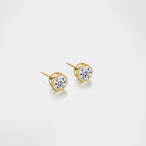 Shangri Premium American Diamond Stud Earrings – Minimal Gold Plated Everyday Elegance