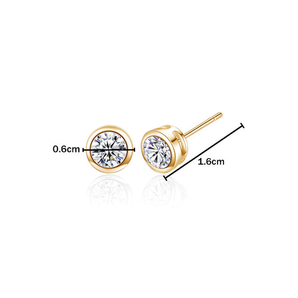 Shangri Premium American Diamond Stud Earrings – Minimal Gold Plated Everyday Elegance