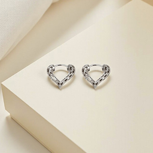 Silver Plated Heart Shaped Contemporary Hoop Earrings