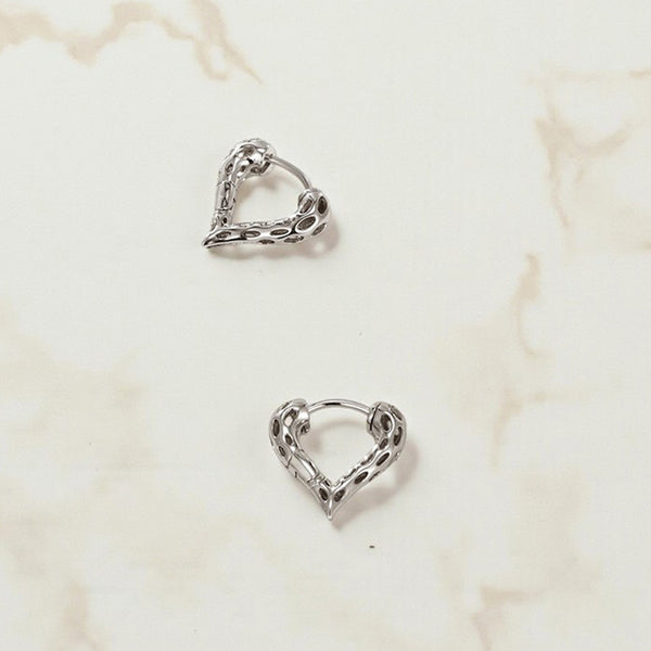 Silver Plated Heart Shaped Contemporary Hoop Earrings