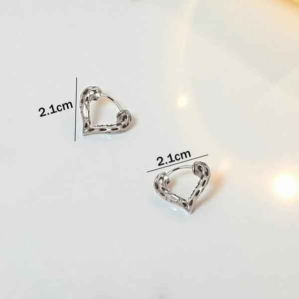 Silver Plated Heart Shaped Contemporary Hoop Earrings