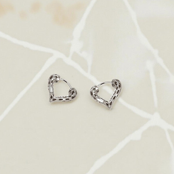 Silver Plated Heart Shaped Contemporary Hoop Earrings