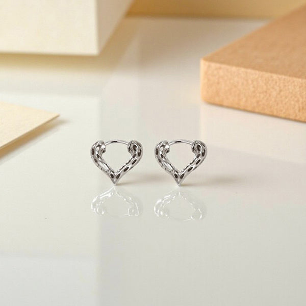 Silver Plated Heart Shaped Contemporary Hoop Earrings