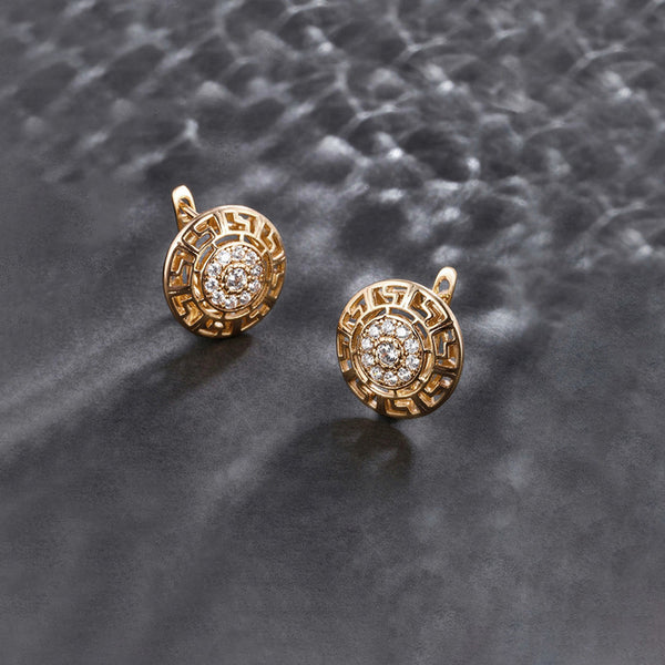 Gold-Plated Round Shape AD Studded Stud Earrings