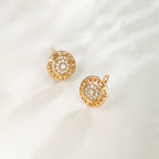 Gold-Plated Round Shape AD Studded Stud Earrings