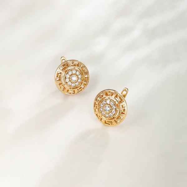 Gold-Plated Round Shape AD Studded Stud Earrings