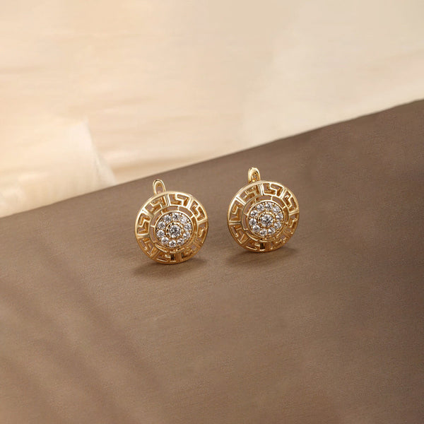 Gold-Plated Round Shape AD Studded Stud Earrings