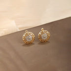 Gold-Plated Round Shape AD Studded Stud Earrings