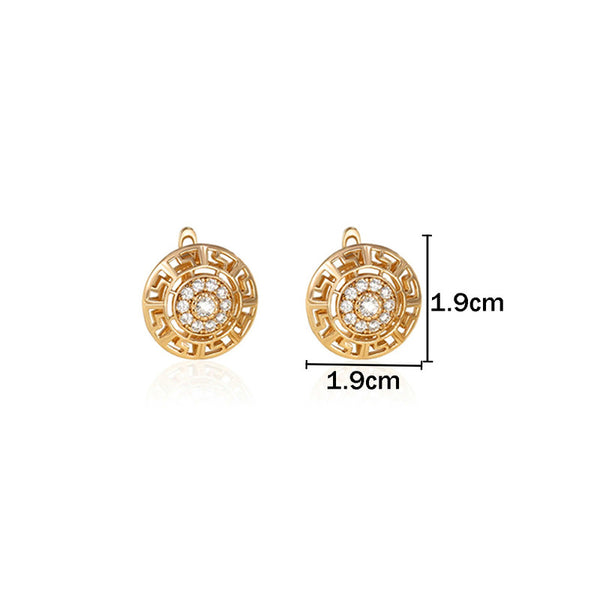 Gold-Plated Round Shape AD Studded Stud Earrings