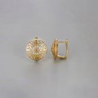 Gold-Plated Round Shape AD Studded Stud Earrings
