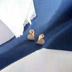 Shangri Luxe Heart AD Stud Earrings – Gold Plated Designer Statement Studs