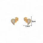 Shangri Luxe Heart AD Stud Earrings – Gold Plated Designer Statement Studs