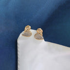 Shangri Luxe Heart AD Stud Earrings – Gold Plated Designer Statement Studs