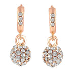 Rose Gold Plated Sparkling Crystal Ball Bali Earrings for Women