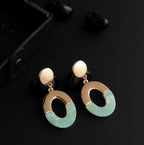 Gold Plated Oval Shaped Acrylic Indo-Western Earrings