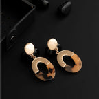 Gold Plated Oval Shaped Acrylic Indo-Western Earrings