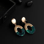 Gold Plated Oval Shaped Acrylic Indo-Western Earrings